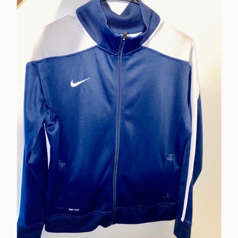 Navy blue and white Nike track jacket